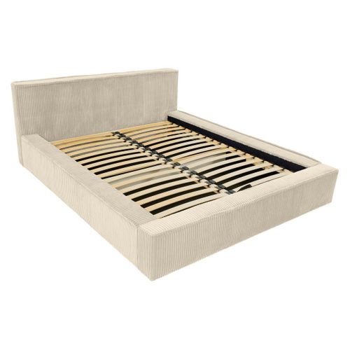 Swan - Lit Coffre - 160x200 Cm - Sommier Inclus - En Velours Côtelé Grosses Côtes