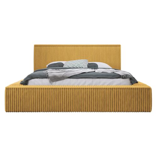 Swan - Lit Coffre - 180x200 Cm - Sommier Inclus - En Velours Côtelé Grosses Côtes