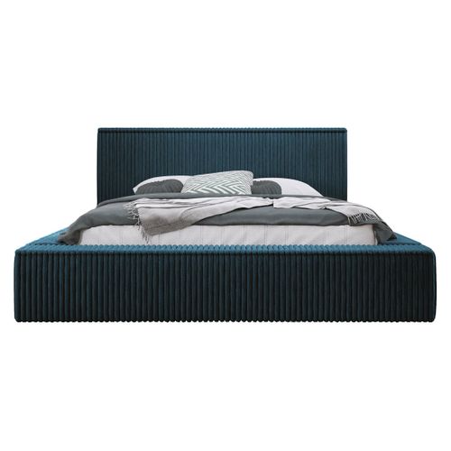 Swan - Lit Coffre - 180x200 Cm - Sommier Inclus - En Velours Côtelé Grosses Côtes