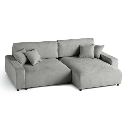 Pivoine - Canapé D'angle Réversible - 4 Places - Convertible Avec Coffre - En Velours Texturé Gris