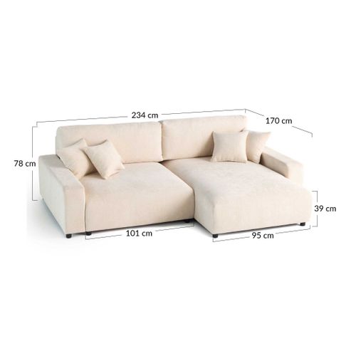 Pivoine - Canapé D'angle Réversible - 4 Places - Convertible Avec Coffre - En Velours Texturé Gris