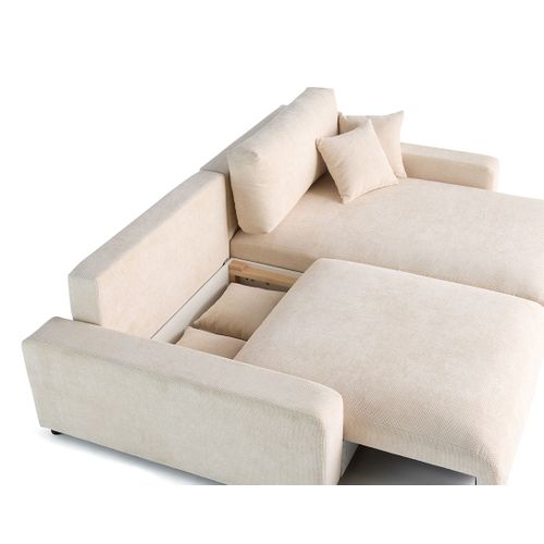 Pivoine - Canapé D'angle Réversible - 4 Places - Convertible Avec Coffre - En Velours Texturé
