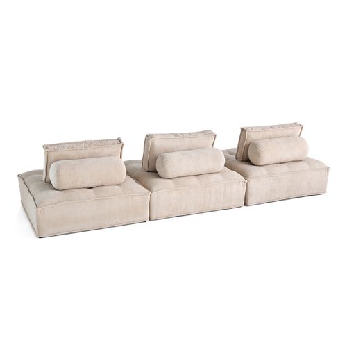 Marisol - Canapé Modulable Droit 3 Places - Velours Texturé Beige