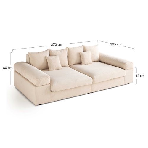 Aspen - Canapé 4 Places - Assise Profonde - Velours Côtelé