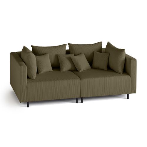 Edinburg - Canapé Modulable 2 Places - En Velours Côtelé Vert
