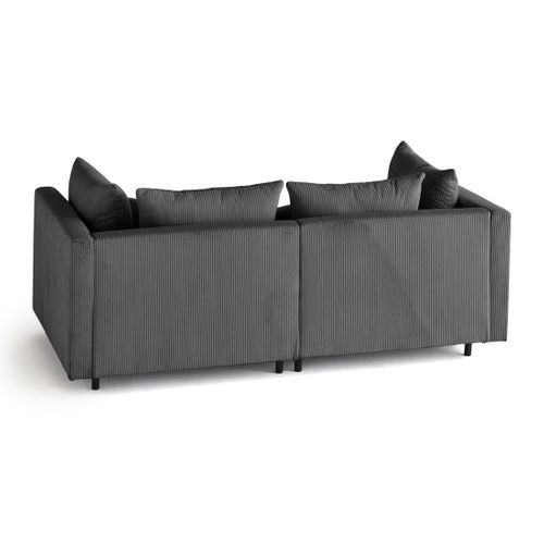 Edinburg - Canapé Modulable 2 Places - En Velours Côtelé Gris Foncé