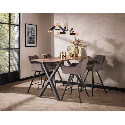 Hatti - Lot De 2 Tabourets De Bar Pivotants - En Velours Gris