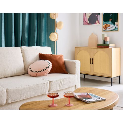 Nagato - Buffet Bas - Cannage Et Effet Bois - 2 Portes - 100 Cm