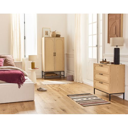 Nagato - Commode - Cannage Et Effet Bois - 70 Cm