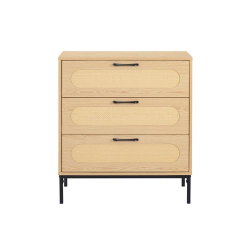 Nagato - Commode - Cannage Et Effet Bois - 70 Cm