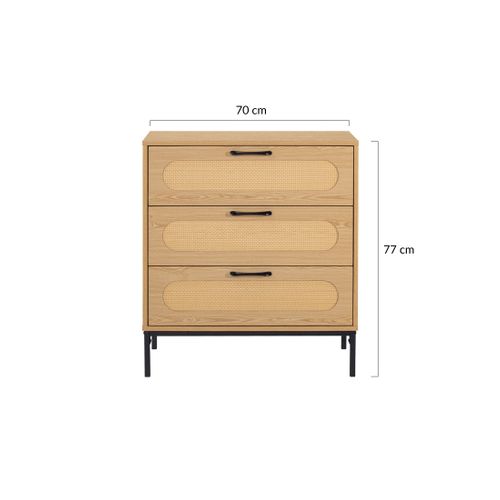 Nagato - Commode - Cannage Et Effet Bois - 70 Cm
