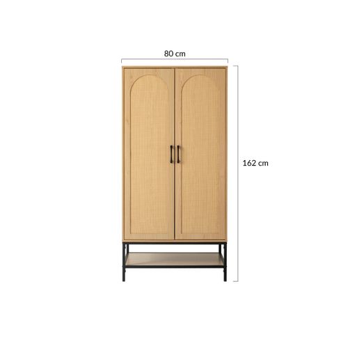 Nagato - Armoire - Cannage Et Effet Bois - 80 Cm