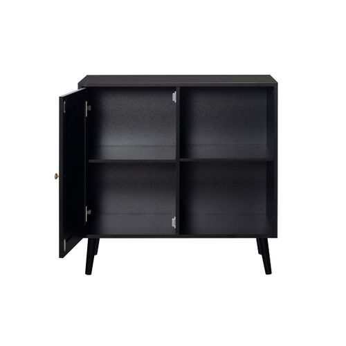 Goto - Buffet Haut - Noir Et Cannage - 2 Niches Et 1 Porte - 80 Cm