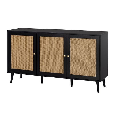 Goto - Buffet Bas - Noir Et Cannage - 140 Cm