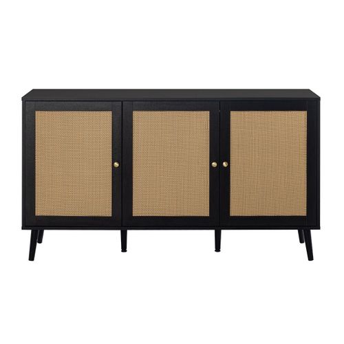 Goto - Buffet Bas - Noir Et Cannage - 140 Cm