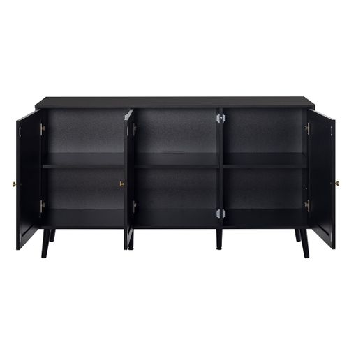 Goto - Buffet Bas - Noir Et Cannage - 140 Cm