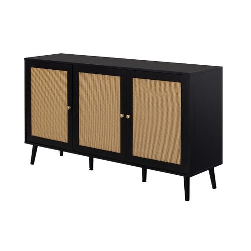Goto - Buffet Bas - Noir Et Cannage - 140 Cm
