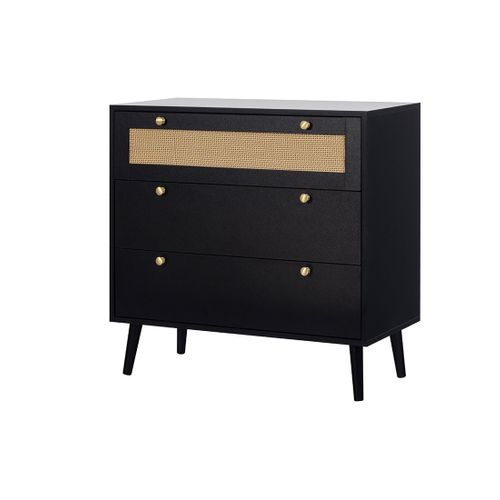 Goto - Commode - Noir Et Cannage - 80 Cm