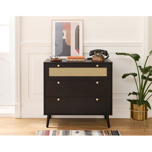 Goto - Commode - Noir Et Cannage - 80 Cm