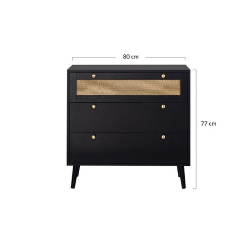 Goto - Commode - Noir Et Cannage - 80 Cm