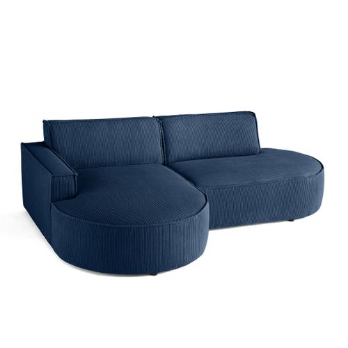 Spiaggia - Canapé D'angle Gauche - Forme Arrondie - 4 Places - En Velours Côtelé Bleu