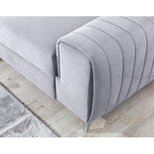 Canapé Angle Gauche Convertible 5 Places Talisay En Velours Gris Clair