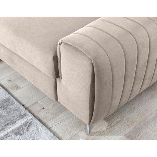 Canapé Angle Gauche Convertible 5 Places Talisay En Velours Beige