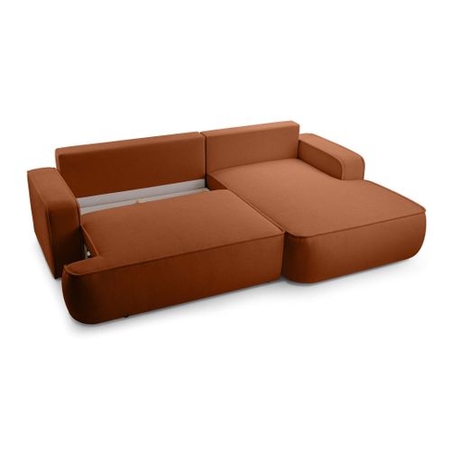 Canapé Angle Droit Convertible 4 Places Nessino En Tissu Texturé Terracotta