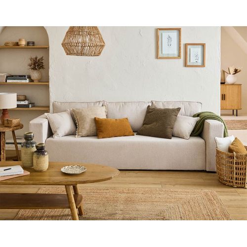 Canapé Droit Convertible 3 Places Topaze En Tissu Beige