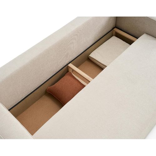 Canapé Droit Convertible 3 Places Topaze En Tissu Beige
