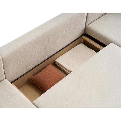 Canapé Panoramique 7 Places Topaze En Tissu Beige