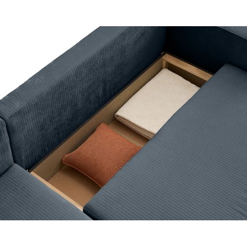 Topaze - Canapé D'angle Réversible - 4 Places - Convertible Avec Coffre - En Velours Côtelé Plat