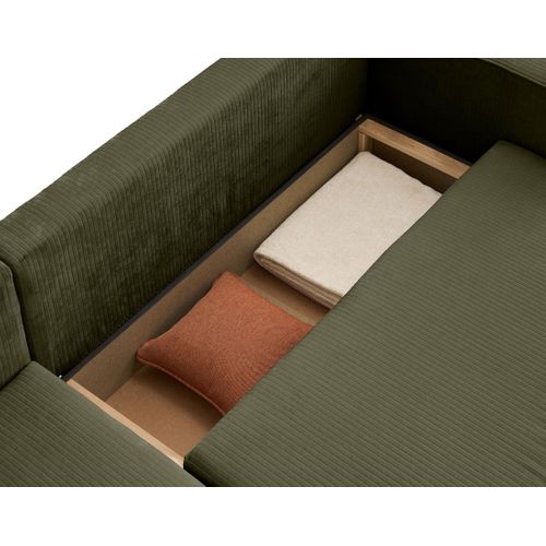 Topaze - Canapé D'angle Réversible - 4 Places - Convertible Avec Coffre - En Velours Côtelé Plat