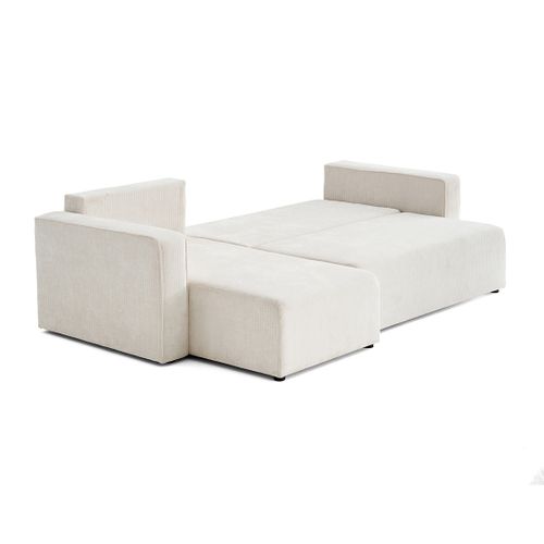 Topaze - Canapé D'angle Réversible - 4 Places - Convertible Avec Coffre - En Velours Côtelé Plat