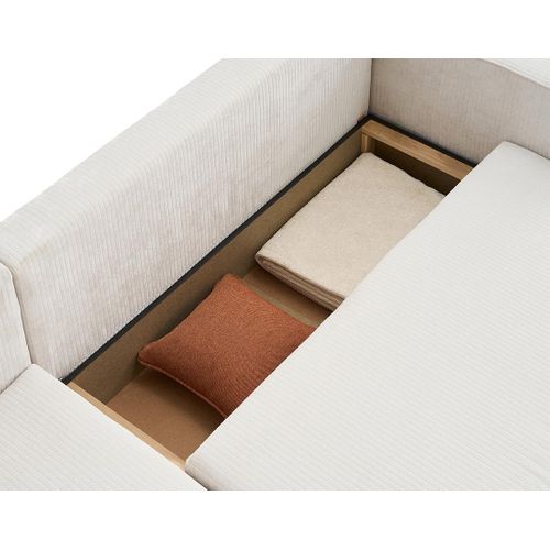 Topaze - Canapé D'angle Réversible - 4 Places - Convertible Avec Coffre - En Velours Côtelé Plat