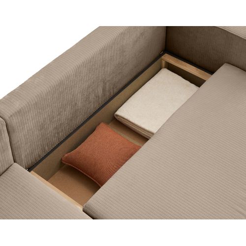 Topaze - Canapé D'angle Réversible - 4 Places - Convertible Avec Coffre - En Velours Côtelé Plat