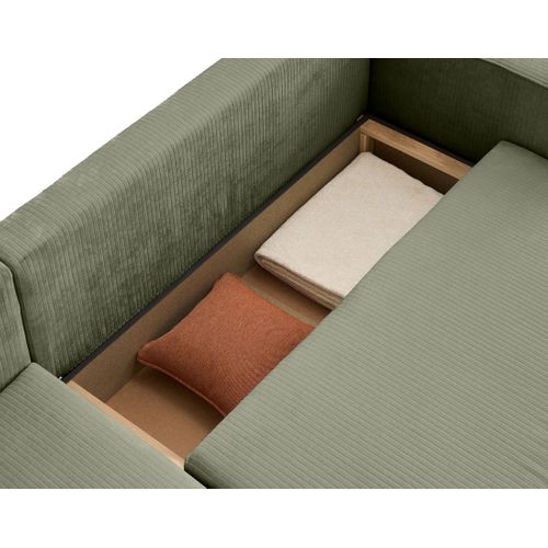 Topaze - Canapé D'angle Réversible - 4 Places - Convertible Avec Coffre - En Velours Côtelé Plat