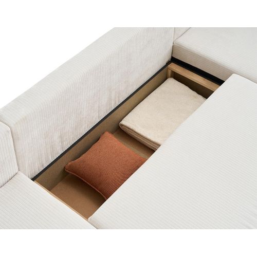 Canapé Panoramique 7 Places Topaze En Velours Côtelé Plat Ecru