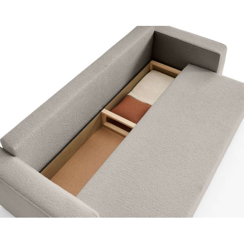 Canapé Droit Convertible 3 Places Topaze En Tissu Bouclette Taupe