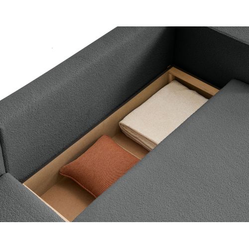 Topaze - Canapé D'angle Réversible - 4 Places - Convertible Avec Coffre - En Tissu Bouclette Gris