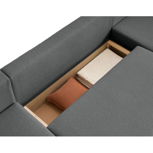 Canapé Panoramique 7 Places Topaze En Tissu Bouclette Gris