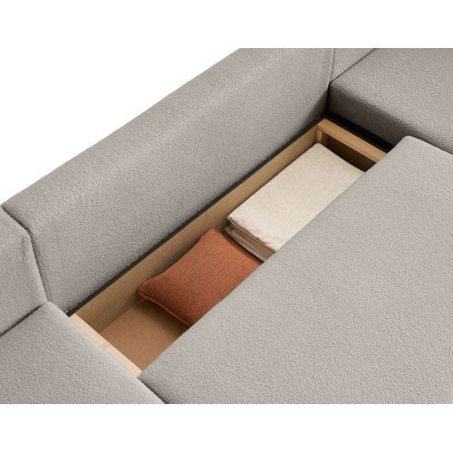 Canapé Panoramique 7 Places Topaze En Tissu Bouclette Taupe