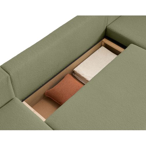 Canapé Panoramique 7 Places Topaze En Tissu Bouclette Vert