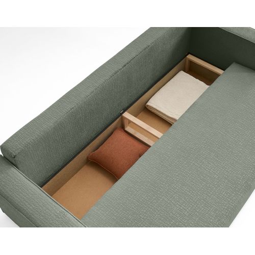 Canapé Droit Convertible 3 Places Topaze En Tissu Velours Relief Vert