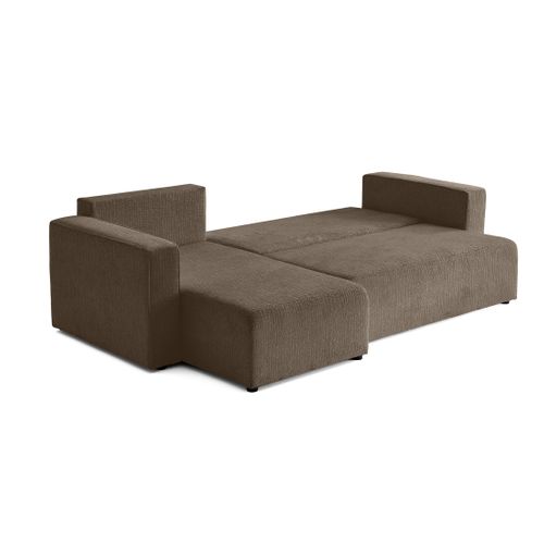 Topaze - Canapé D'angle Réversible - 4 Places - Convertible Avec Coffre - En Tissu Velours Relief