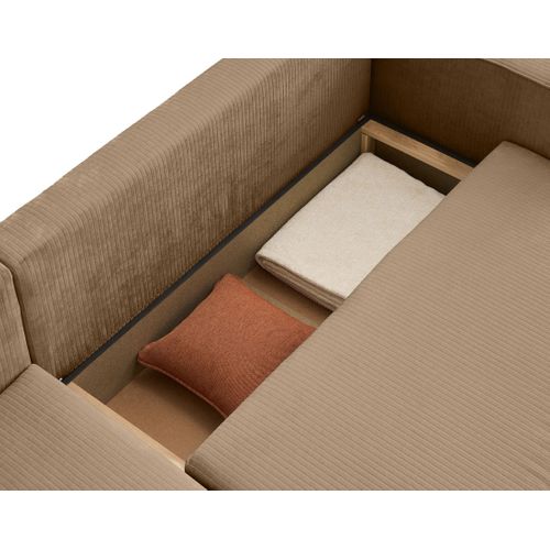Topaze - Canapé D'angle Réversible - 4 Places - Convertible Avec Coffre - En Velours Côtelé Plat