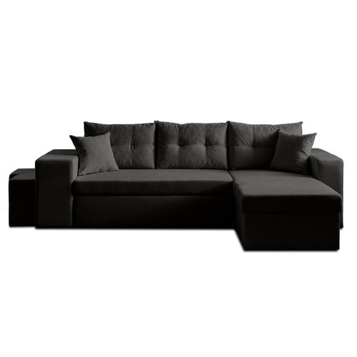 California - Canapé D'angle Réversible Convertible - Avec Coffre, Tablette Et Poufs - En Velours Côt