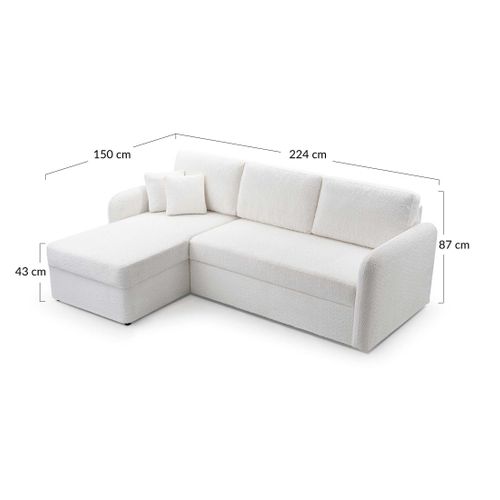 Pocatello - Canapé D'angle Réversible 4 Places - Convertible Avec Coffre - En Tissu Bouclette