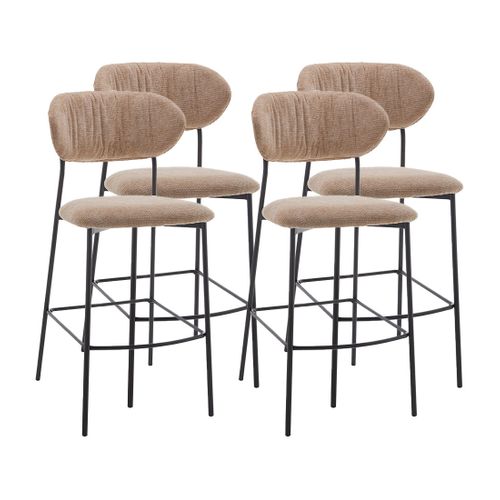 Rosita - Lot De 4 Tabourets De Bar - En Tissu - Beige