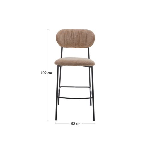 Rosita - Lot De 4 Tabourets De Bar - En Tissu - Beige